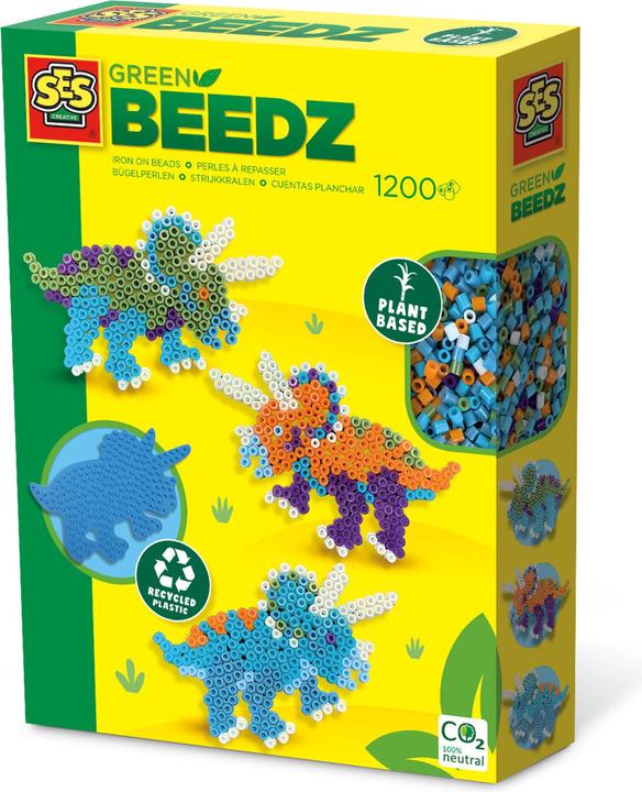 Actual product image Ses Green Beedz - Ironing Bead Set Triceratops Dino