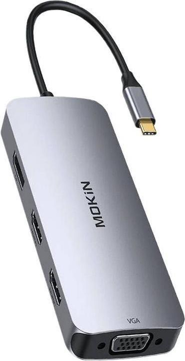 Mokin HUB 8in1 USB-C VGA+2xHDMI (argento) (USB-C, 1 Porti)