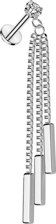 Immagine prodotto Star Piercing Micro labret filo interno argento cristallo argento set catena pendente tre barre (Acciaio chirurgico 316L, senza ottone)