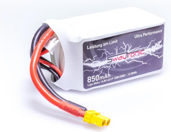 Actual product image Swaytronic SWAY-FPV LiPo 14.8V 850mAh 100C/200C XT30 (14.80 V, 850 mAh)