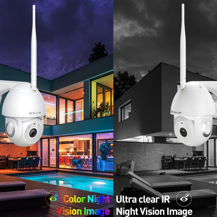 Immagine prodotto Tellur Telecamera intelligente WiFi per esterni 3MP, UltraHD, Autotracking, PTZ bianco (2304 x 1296 Pixels)