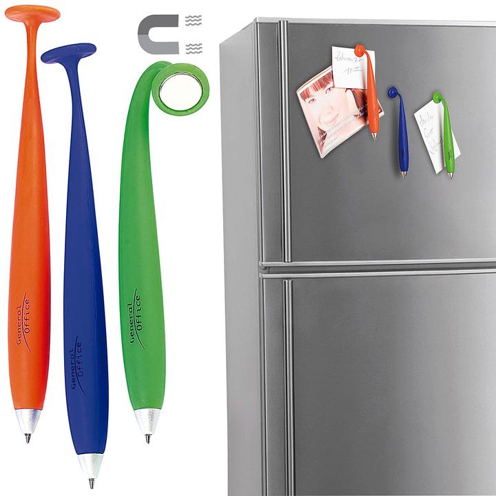 Produktbild General Office 3er-Set Kugelschreiber mit Magnet (Orange, Blau, Grün, 3 x)