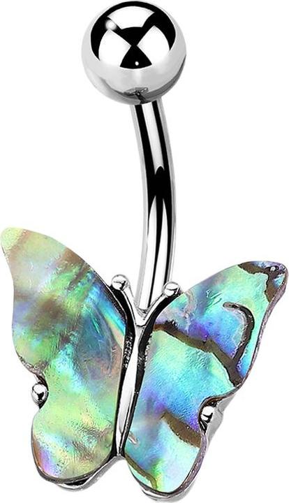 Star Piercing Banane silber Abalone Schmetterling farbig (Messing, Chirurgenstahl 316L)