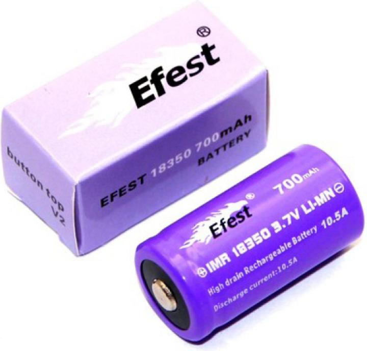 Actual product image Efest Purple IMR 18350 Battery V2 - Li-Ion - 700mAh - 3.7V (1 pcs., 18350, 700 mAh)