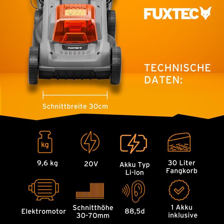 Produktbild Fuxtec 20V Akku Rasenmäher FX-E1RM20ECO-SET (Akkubetrieb)