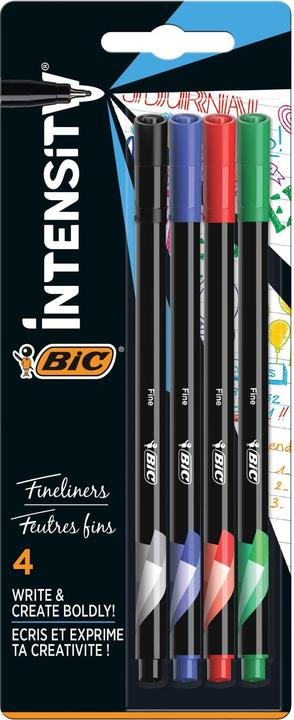 Actual product image Bic Fineliner Intensity Fineliner 0.4 mm, Multicolor (Multicoloured, 4 x)
