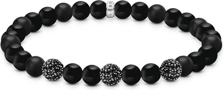 Thomas Sabo Armband Obsidian und Zirkonia schwarz (19 cm, Silber 925)