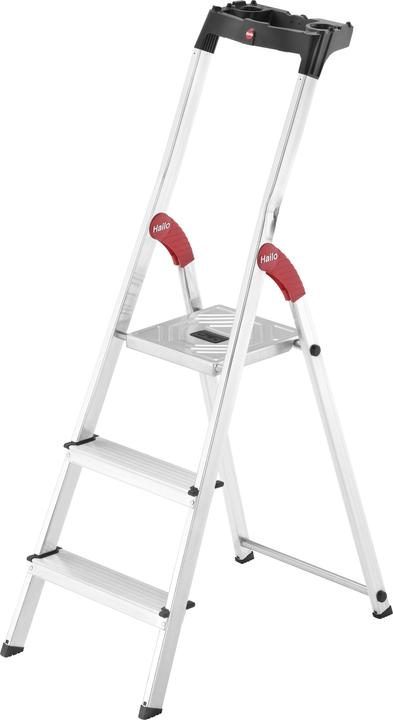 Hailo L60 StandardLine, aluminium veiligheidsladder, 3 treden (Trapladder, 70 cm)