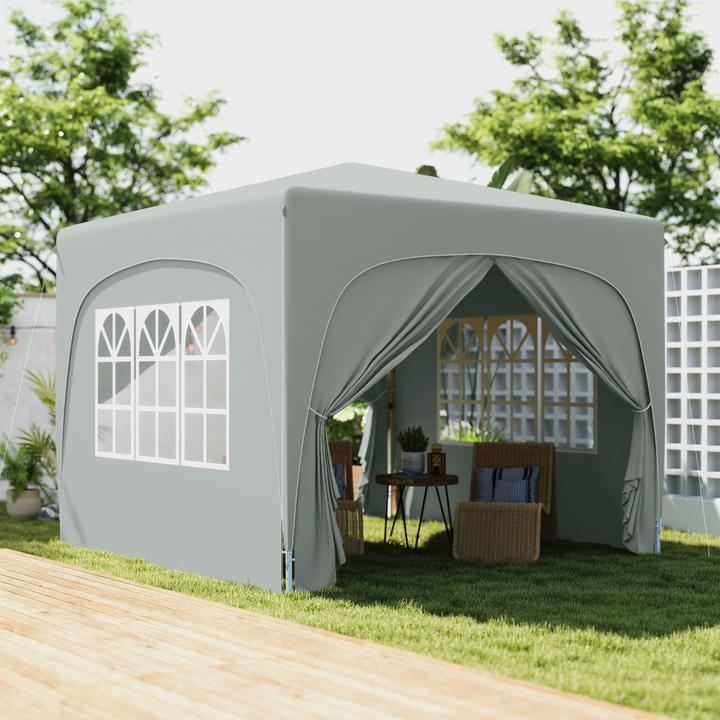 Produktbild Outsunny Pavillon Metall, Polyester Hellgrau (300 cm, 300 cm)