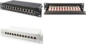 Immagine prodotto Digitus CAT 6A Patch Panel, schermato, 12 porte, 1HE, 10", grigio