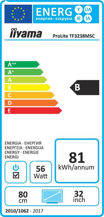 Energie-Label iiyama ProLite TF3238MSC-W2AG (1920 x 1080 Pixel, 31.50")