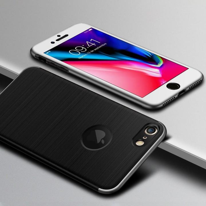 Produktbild König Design Handyhülle Apple iPhone 5 / 5s / SE Full Cover Carbon Case Schutz Bumper Silber (Apple iPhone 5)