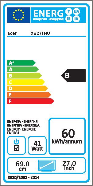 Energie-Label Acer Predator XB271HU (2560 x 1440 Pixel, 27")