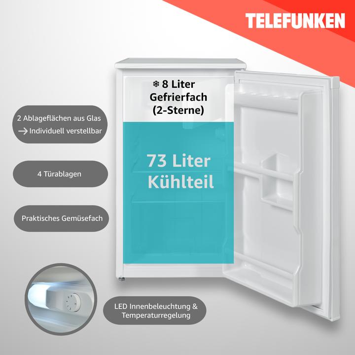 Immagine prodotto Telefunken CF-32-152-W Frigorifero da tavolo ws 73/8L D 83,8x48x56 (81 l)
