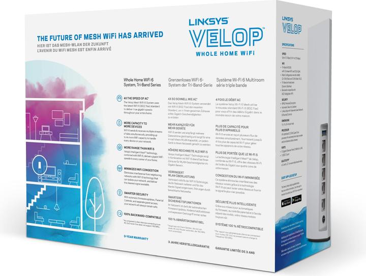 Actual product image Linksys Velop WiFi 6 AX5300 Mesh-WLAN Tri-Band-System 1er-Pack (MX5300)