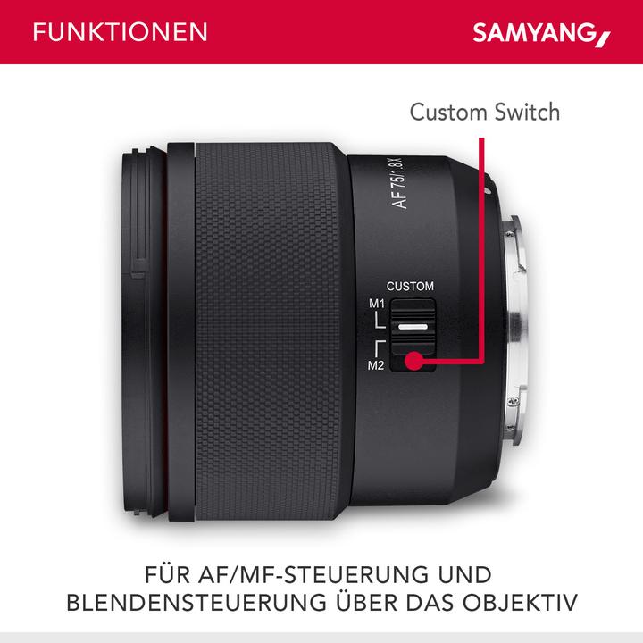 Actual product image Samyang AF 75mm F1,8 Fuji X (Fujifilm X, APS-C / DX)