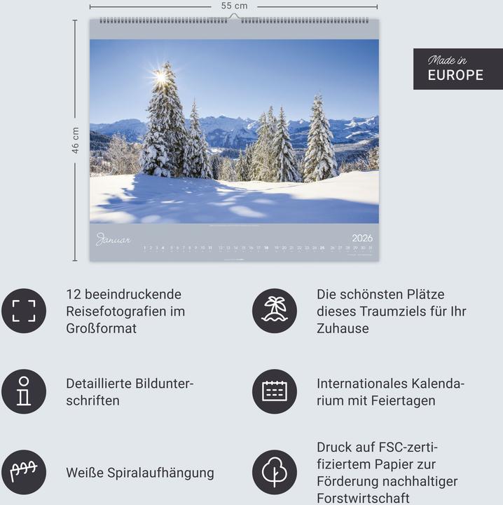 Produktbild Alpen im Licht Kalender 2026 (55 x 46 cm, Deutsch)
