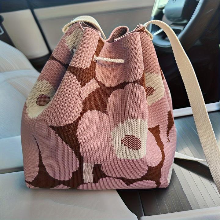 Actual product image Only-Bags.Store Simple bucket bag with floral pattern, drawstring bag, classic bag