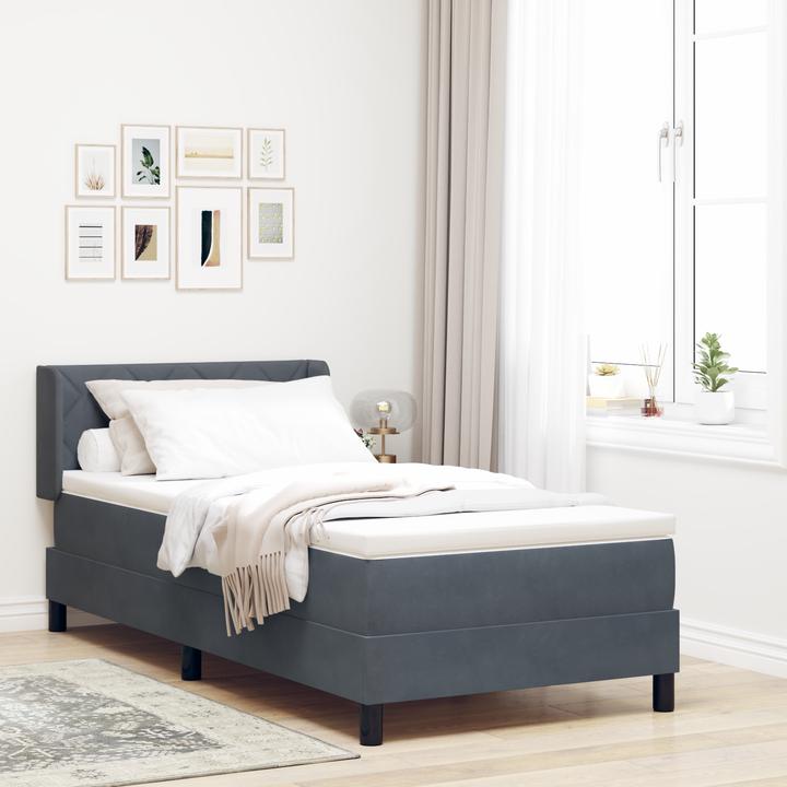 Image du produit VidaXL Lit boxspring avec matelas gris foncé 90x200 cm velours (90 x 200 cm)
