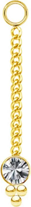 Star Piercing Anhänger vergoldet Kette mit Anhänger Kristall silber drei Kugeln (Chirurgenstahl 316L, ohne Messing)