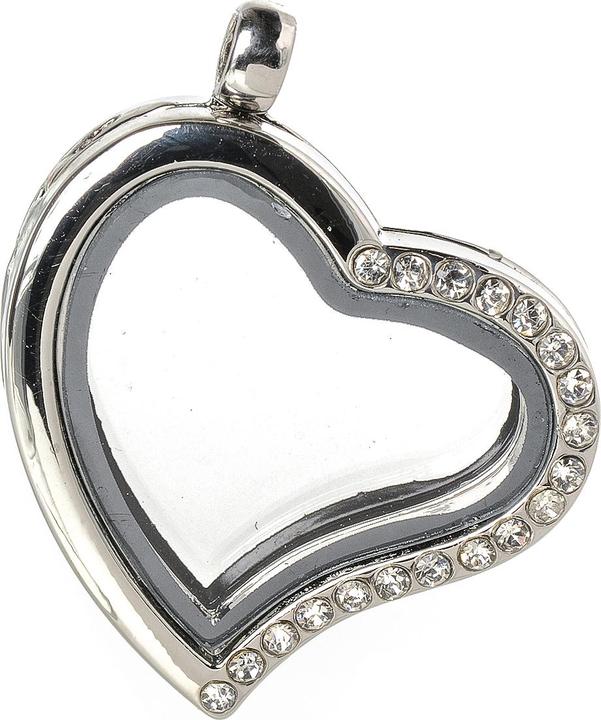 Hobby & Crafting Fun Medaillon-Anhänger "Herz mit Strass", Ø ca. 2,8cm, Metall / Glass (Metall)