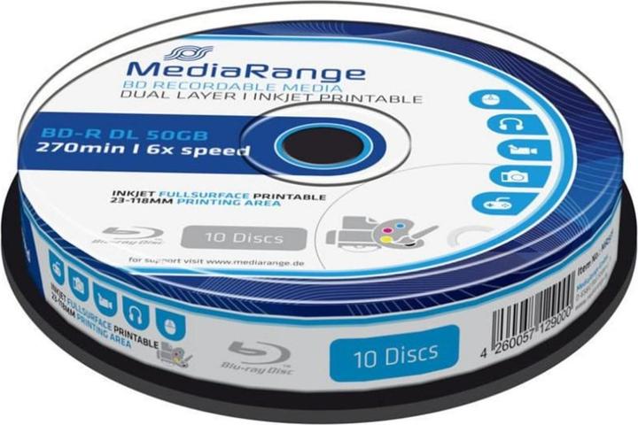 MediaRange BD-R 50 GB, fuso (10 pezzi), tipo di supporto: BD-R (10 x)