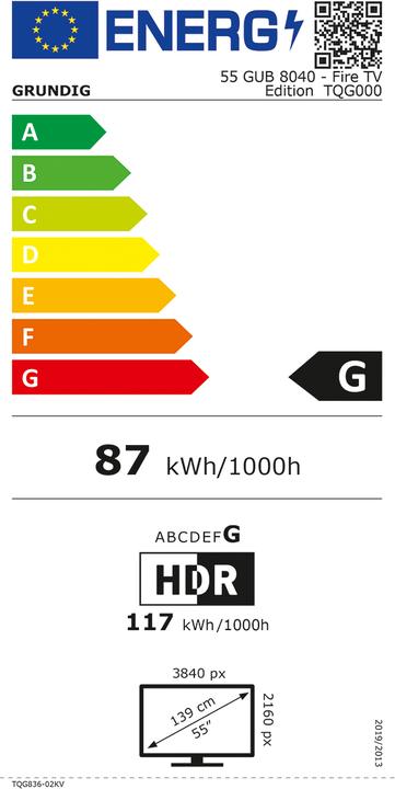Label énergétique Grundig 55 AOP 8040 (55", 4K, 2020)