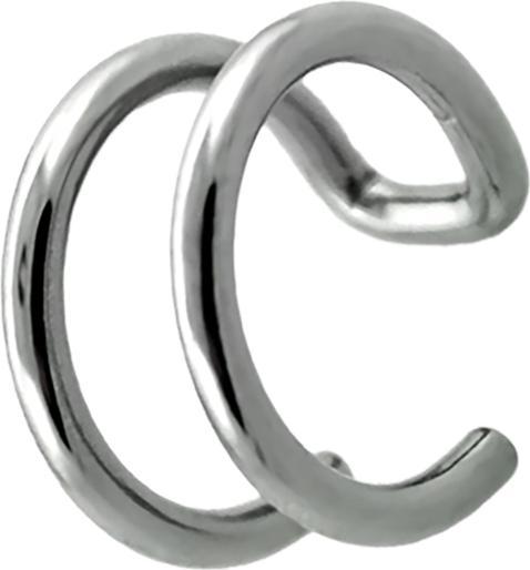 Star Piercing Fake Ear Cuff silber mit 2 Ringen (Chirurgenstahl 316L mit Kristall)