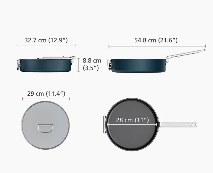 Actual product image Joseph Joseph Space saucepan retractable handle with lid D23cm (28 cm, Frying pan, Aluminium)
