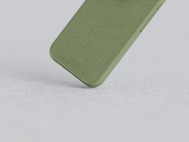 Actual product image Njord Suede MagSafe Case for iPhone 15 Pro, Olive (Apple iPhone 15 Pro)