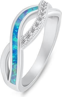 Immagine prodotto Brilio Argento - Elegante anello in argento con zirconi e opale sintetico RI126WLB - Circuito: 52 mm (52)