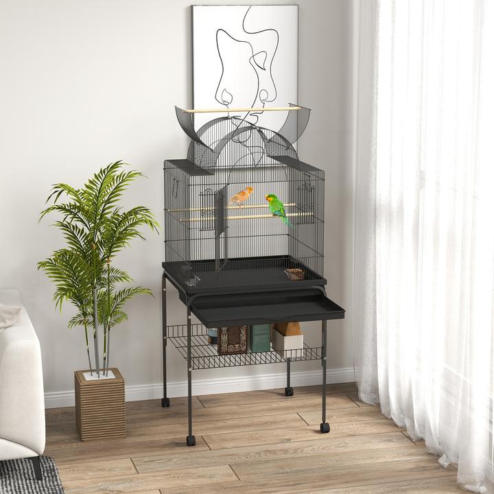 Image du produit PawHut Vogelkäfig Stahl, Kunststoff Schwarz