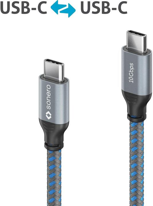 Actual product image Sonero USB cable USB C - USB C 1 m (1 m, USB 3.2 Gen 2)