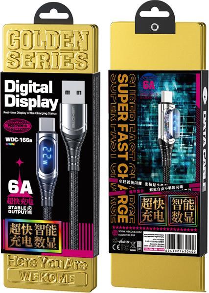 Actual product image Wekome WDC-166 Sakin series - USB-A to USB-C 6A fast charging connection cable 1 m (cloudy) (1 m)