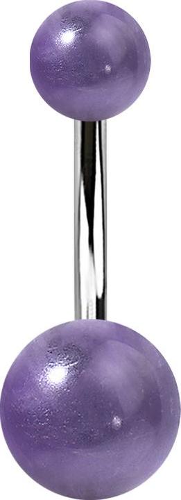 Star Piercing Banane silber mit zwei Kugeln Amethyst Stein (Mineralisch, ohne Messing, Chirurgenstahl 316L)