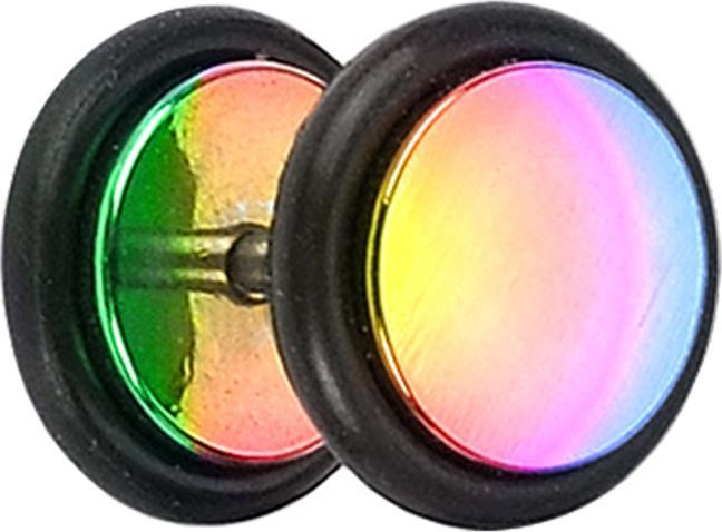 Star Piercing Fake Plug farbig mit O-Ring und Titanium Beschichtung (Chirurgenstahl 316L, ohne Messing)