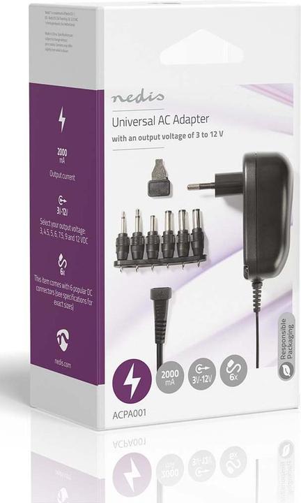 Actual product image Nedis ACPA001 Universal power supply 3/4.5/5/6/7.5/9/12 VDC 1.0 A