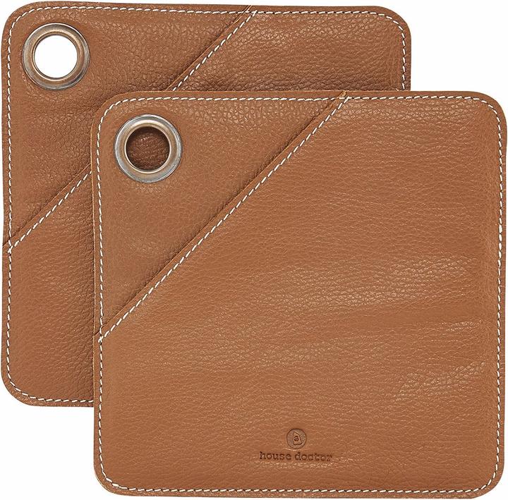 House Doctor Pot holder, Square, Brown (Brown buffalo leather)