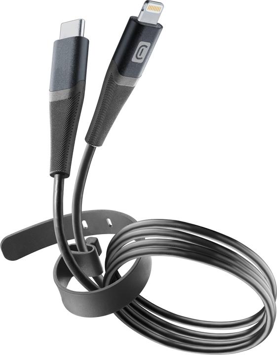 Actual product image Peter Jäckel Cellularline Pro+ Data Cable Belt 1.2m USB Type-C/ Apple Lightning Black (1.20 m, USB 3.2 Gen 1)
