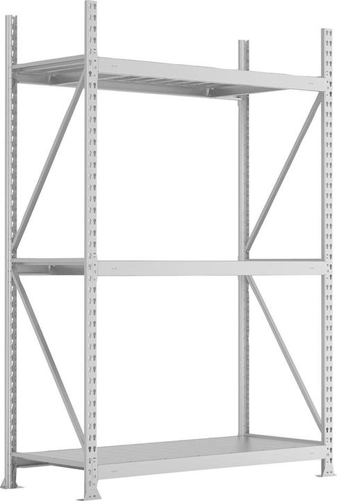 META Regalbau Weitspannregal MINI-RACK B1400xT650xH2200 mm Anbaufeld 3 Stahlpaneele Fachlast 6
