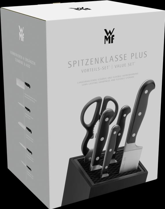 Produktbild WMF Messer-Vorteils-Set 6-teilig SPITZENKLASSE PLUS mit FlexTec Messerblock schwarz