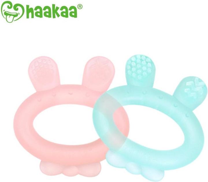 Actual product image Haakaa Teething Ring Rabbit Ear - Blue