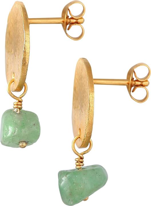 Image du produit Elli Pendentifs d'oreilles en pierres précieuses, Organic, plaquette, Vintage (Argent 925 sterling plaqué or, Aventurine)