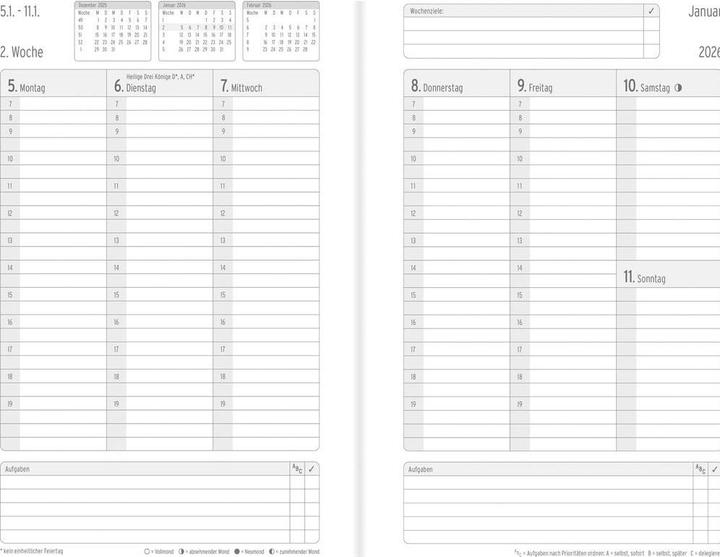 Actual product image Chronoplan CHRONOPLA Chronobook Black&White 2026 50926Z.26 1W/2S schwarz SC A5 (A5, German)