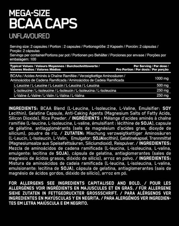 Produktbild Optimum Nutrition Mega-Size BCAA (400 Stück, Kapseln, 255 g)