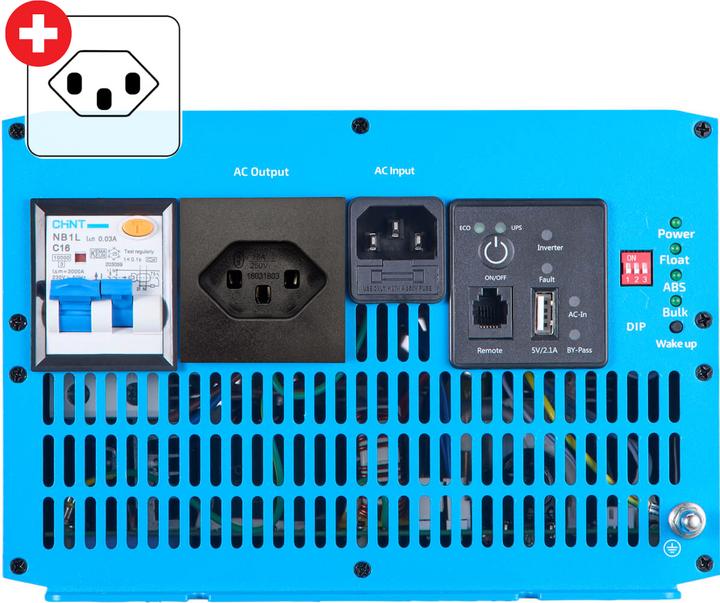 Produktbild Ective CSI 10 PRO 1000W/12V Sinus-Wechselrichter mit Netzvorrangschaltung und Ladegerät (CH-Stecker)