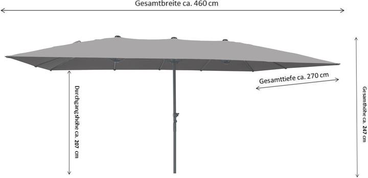 Actual product image Leco Rechteck-Doppelsonnenschirm anthrazit (2.70 m)