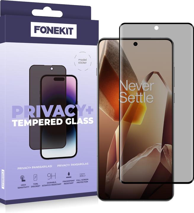 Actual product image FoneKit Privacy+ Full Cover Tempered Glass, OnePlus 13, black (1 Piece, OnePlus 13)