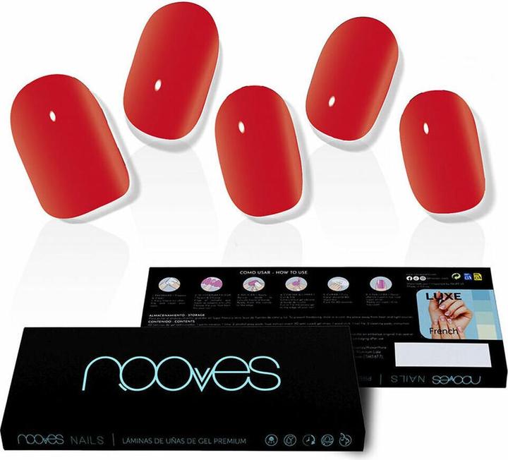 Immagine prodotto Nooves Foglietti per unghie in gel rosso cremisi Premium Luxe Solid Red 20 Foglietti (Unghie artificiali, Rosso)