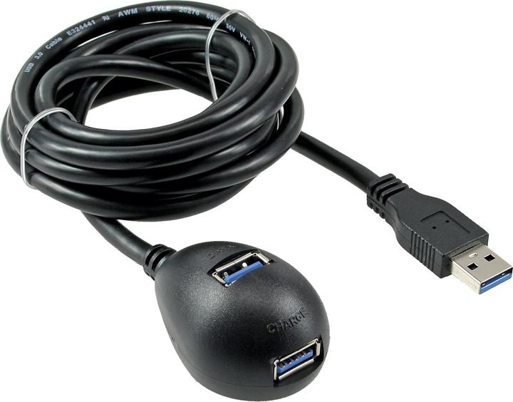Immagine prodotto InLine Prolunga USB 3.0 A maschio/femmina nero con supporto 1m (1 m, USB 3.2 Gen 1)